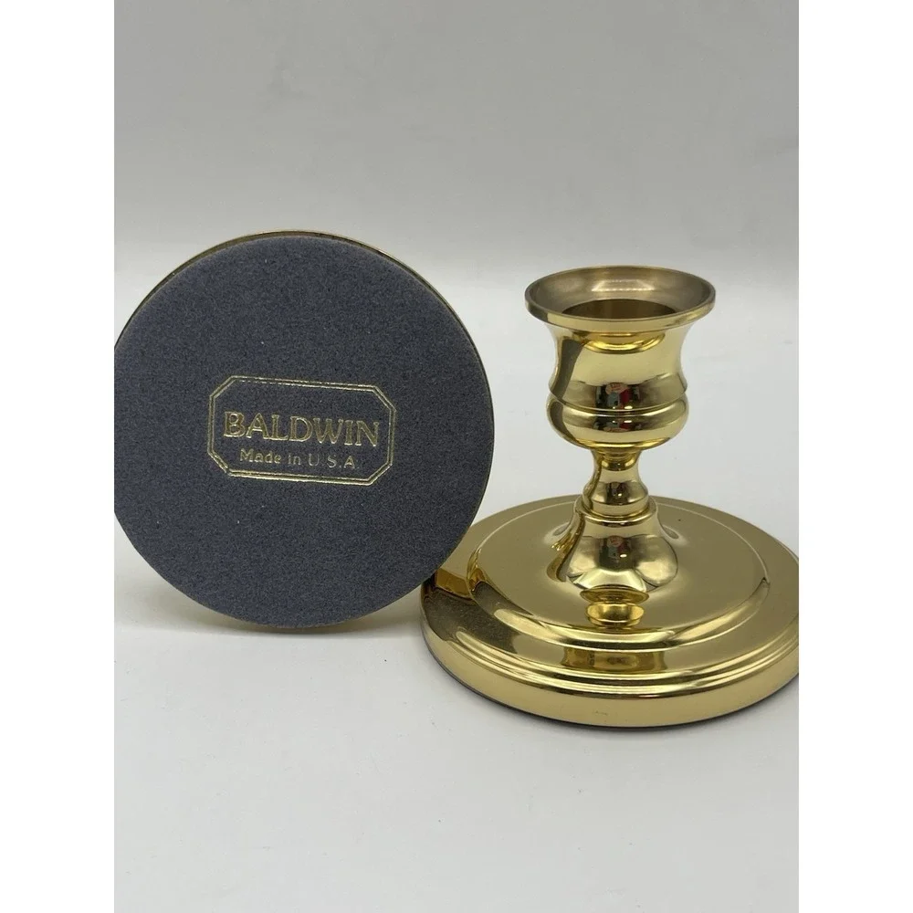 Brass Candlestick Baldwin Classics USA Round Base Solid VTG ‎ 1988 No. 7200